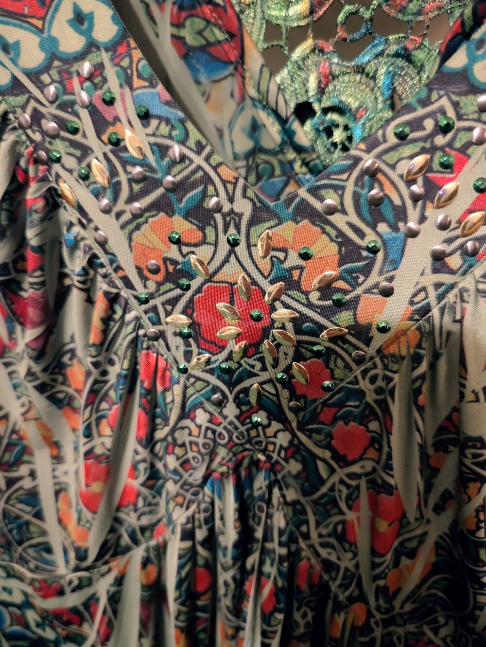 ONE WORLD Green Multicolor Floral & Paisley V-Neck Long Sleeve Blouse Size XL.
